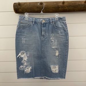 ASOS Shredded Denim Pencil Skirt